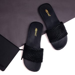 Paaduks Solid Black Roob Sandals For Women