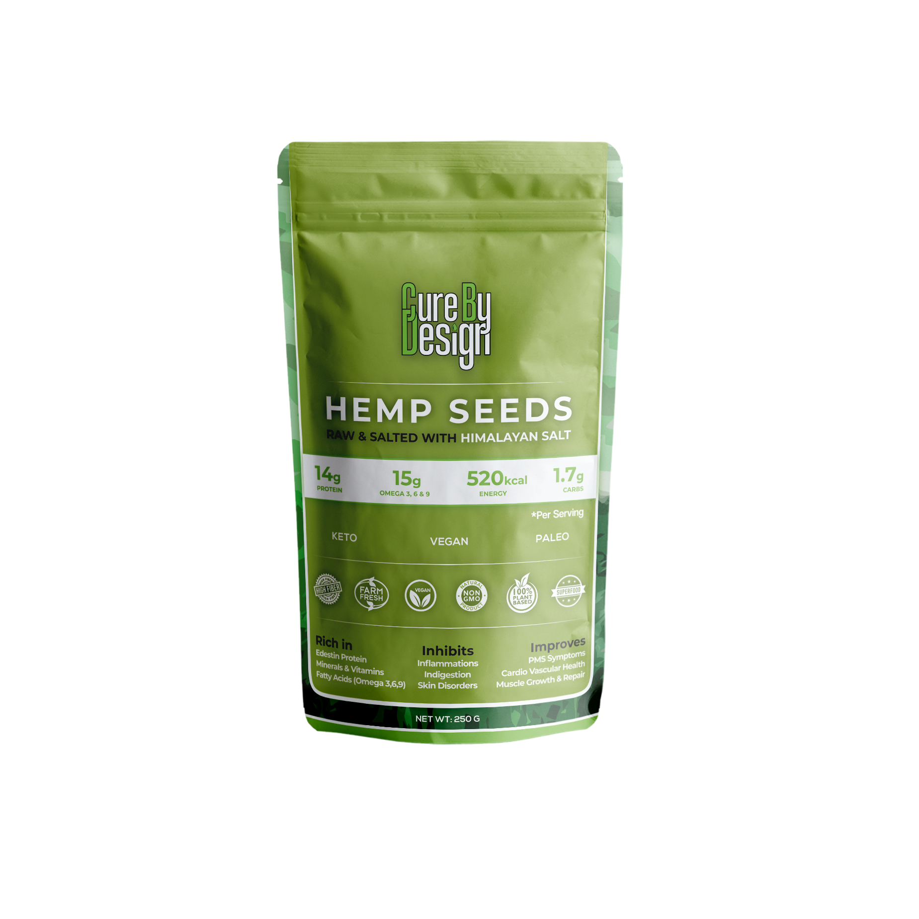 Cure By Design Hemp Seed Toasted with Pink Salt - Orgo All-Natural